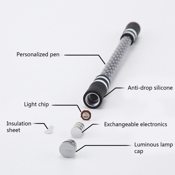Fingerspinnende pen Dekompression Roterende pen Farverige LED-lamper God balanceydelse til studerende børn voksne gaver null - A