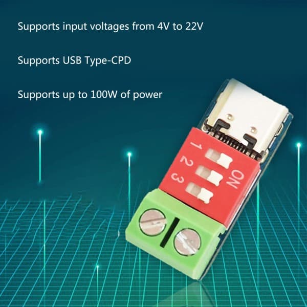 Hurtig lading QC PD Decoy Board PDSink 5-20V PD Decoy Moduler USB TypeC-kontakter