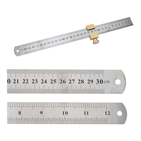 30 cm Mässingsstål Linjal, Markeringsmått, Stoppkloss, Precisionsmätningsverktyg