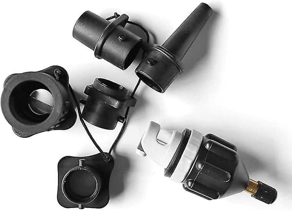 Oppustelig Sup-adapter til Schrader-ventiler 1 stk Sup Surf Paddle-ventiladapter og 4 stk gasmundstykke til oppustelige både (sort)