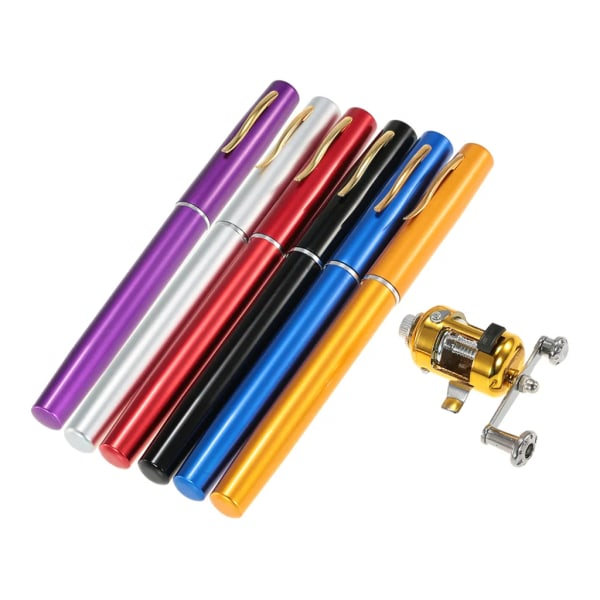 Angelspöset & Rulle Combo Kit Mini Teleskopiskt Bärbart Fickspö + Rulle Aluminiumlegering Fisketillbehör