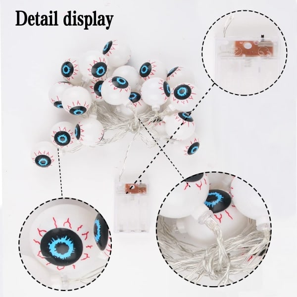 Halloween Eyeball String Lights 30LED Lights Batteridriven grön