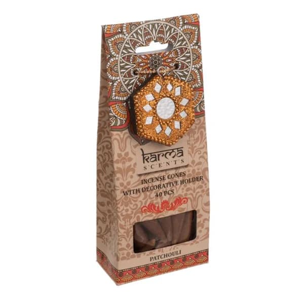 Røgelseskegler med holder – 40-pak Tree Patchouli Tree Patchouli