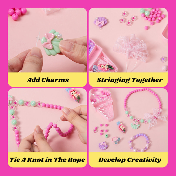 Lille pige DIY ring smykkesæt børns perler håndlavet DIY legetøj børnesmykker DIY håndlavet A