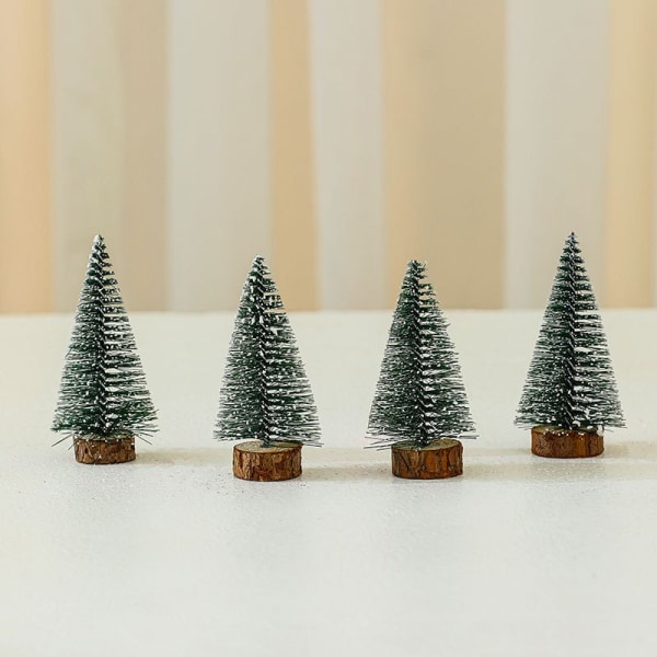 4 stk fargerik kunstig mini juletre 10 cm høy Grønn