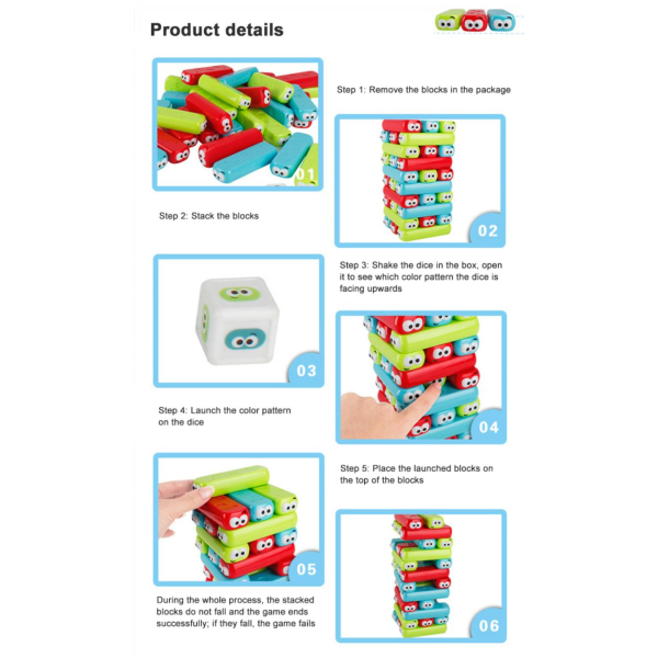 Baby Jenga Stack Up Pumpande Byggklosser Mini Plast
