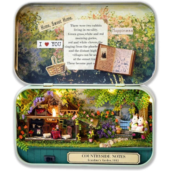 One Piece Tiny House Byggset för Vuxna DIY, Litet Hus i Låda, DIY Hantverksgåva för Kvinnor (Pastoral Notes) - 14,3*8,4*2,6 cm