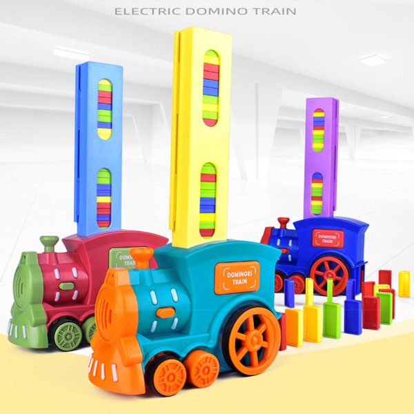 Tecknad Dominos tåg för med simulering ljud och ljus Interaktionsblock för toddler för kreativ häftning av leksaksstimulering Fu Cyan