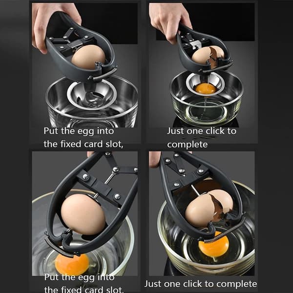Eggeskallkutter, automatisk eggbryter, eggeskjærer og -separator, svart