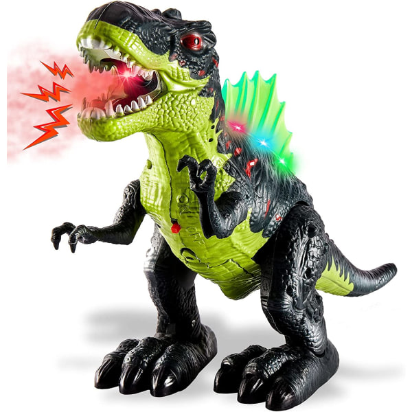 Rex Dinosaur Action Figur leksak med vattenspray, promenad, ljus