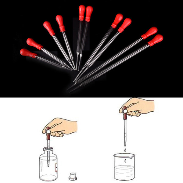 2. Gummihuvud Glaspipetter Dropper Lab Glasverktøy For 9cm 9cm