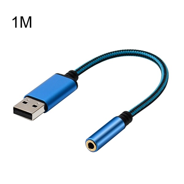 2 in 1 USB till 3,5 mm hörlurskabeladapter USB hane till 3,5 AUX ljud honkontakt för Apple for Beats hörlursadapter Blå 1m Blue 1m