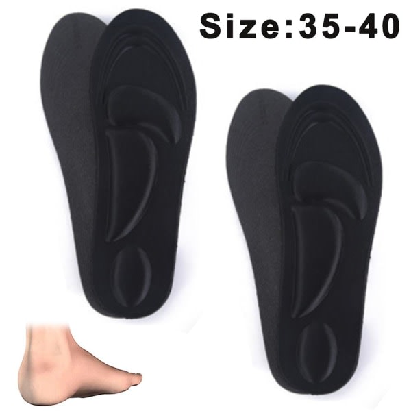 Memory Foam Komfort Indlægssåler - Hjælper mod Plantar Fasciitis og Fodsmerter. Dæmpende Mellemfod, Fodbuestøtte og Hælstøtte