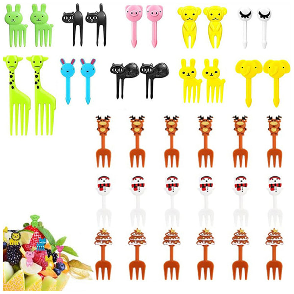 Mini Kids Animal Fruit Picks Gafflar Lunchbox Tillbehör Dekor T E
