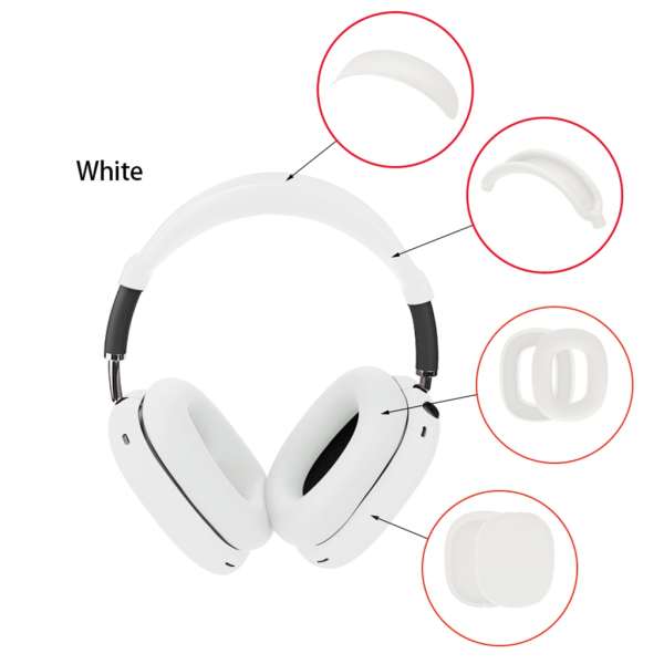 Hodetelefoner Silikon Øreputer Hodebånd for AirPodsMax hodetelefoner 360° Full beskyttelse Transparent lilla