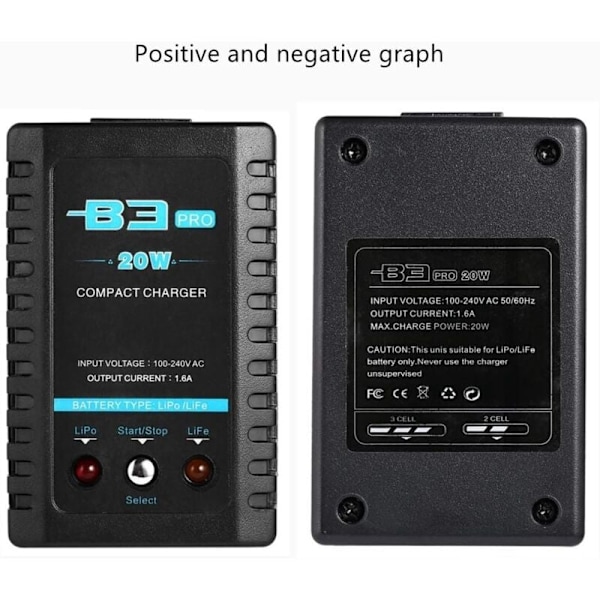 Pro Balance Laddare 20W 1.6A för 2S 3S LiPo Batterier 7.4V 11.1V - Svart