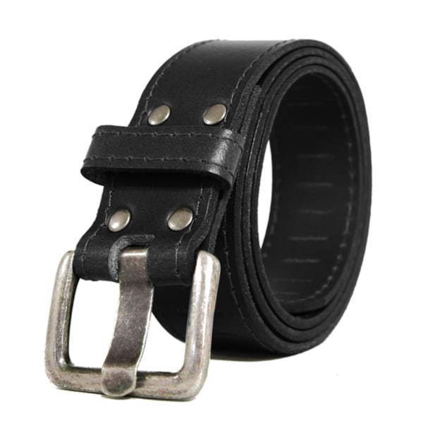 Svart 35 mm jeansbälte i kalvskinn, 115 cm 115 cm