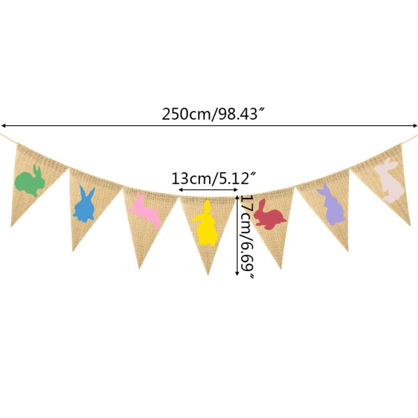 Pääsiäiskanin lippukoristeet Liinavimppeli Seinäkoriste Bunting Lippu D