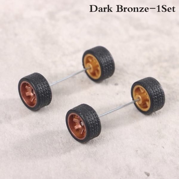 1Set 1:64 Bilhjul för Hotwheel gummidäck med hjulaxel Mo Dark Bronze onesize Dark Bronze onesize