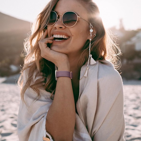Elastisk flätad sportrem i nylon för Fitbit Versa - kompatibla remmar (Sense/Sense 2)