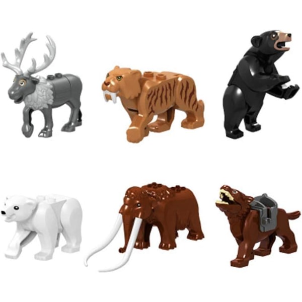 9st/ sæt Bydyr Byggeklodser Zoonfigurer Model Mammut Sabeltand Educational Toys