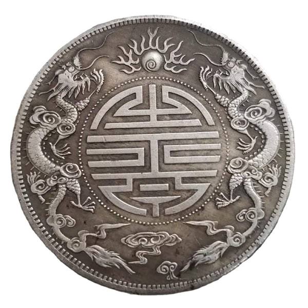 2ST Antika Feng Shui Dubbla Drakar Pärla Lyckomynt Samla A 2PCS A 2PCS