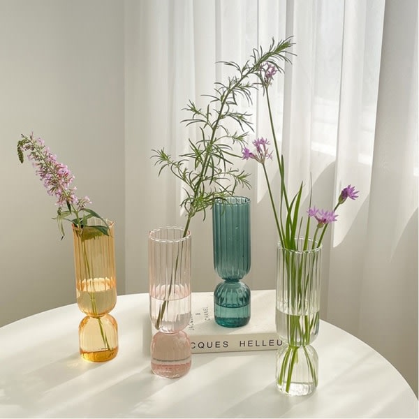 Nordic Glass Vas Små glasvaser Blomsterarrangemang Hem Gla Transparent 17*4cm Transparent 17*4cm