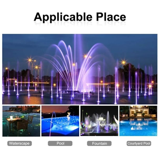 10W Senkbar LED-lampe IP67 Vanntett RGB Hage Basseng Fontene Belysning NPTERBL