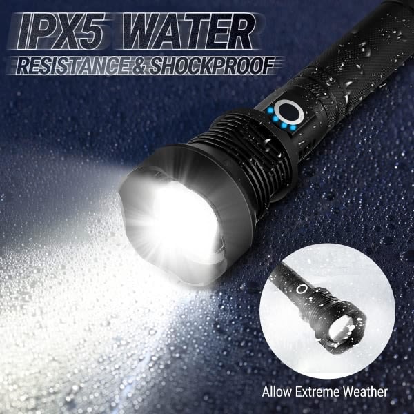 LED-lommelygte, 90.000 Lumen XHP70.2 taktisk lommelygte,
