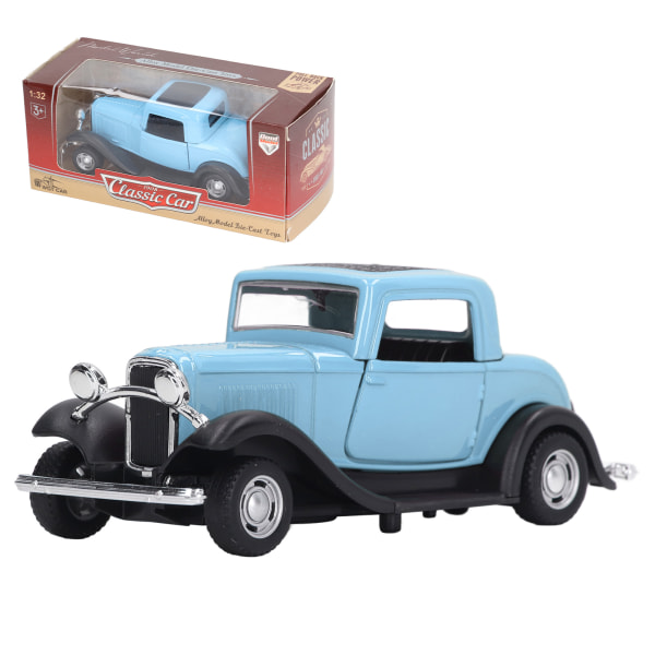 1:32 Klassisk bilmodell Legering Vintage Simuleringsleke Antikk Tilbaketrekk åpnede dører Modell Blå