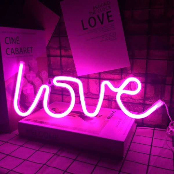 LED Love Neonskilt - Bord/Veggdekor for alle hjerters gave USB Oppladbar