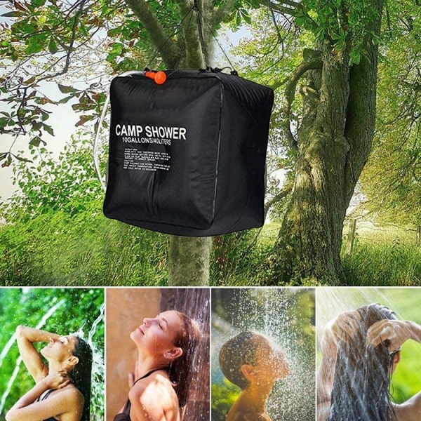 1 Styck Svart Outdoor Camping 40L Duschväska Badhår