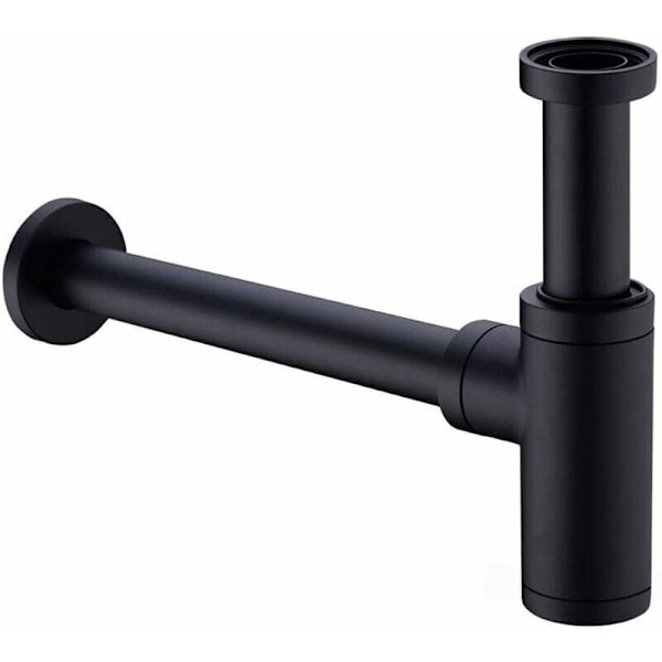 Vattenlås i mässing, universellt vattenlås med 200 mm förlängningsrör, 1 1/4 x 32 mm justerbar luktsäker läckagesäker sifon, matt svart