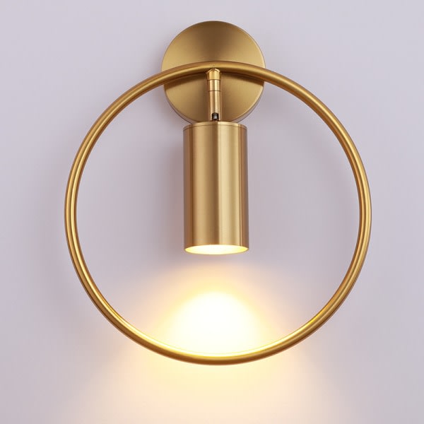 Trådlösa vägglampor ljus, inomhus batteri lampa metall cirkulär guld LED vägglampor armatur väggdekor