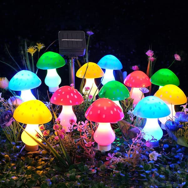 LED Solar Sopp Lys 8 Moduser IP65 Blå Hage