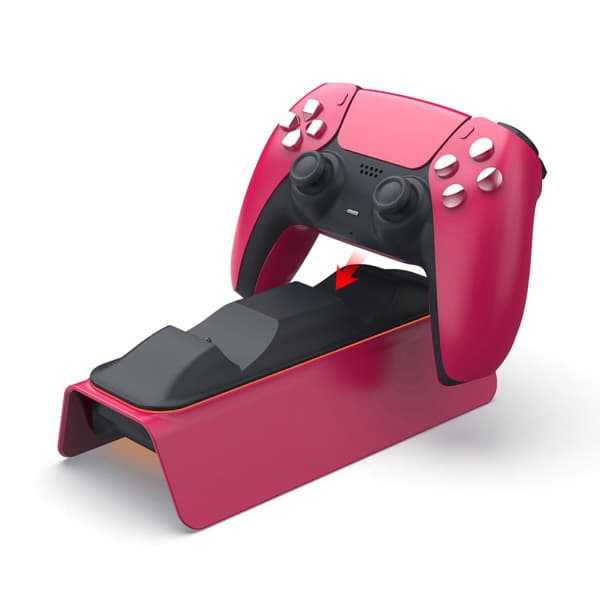 Kontroller Ladestasjon, Ladestasjon for DualSense Controller, Kompatibel med Dual Controller Ladestativ Mørk rosa