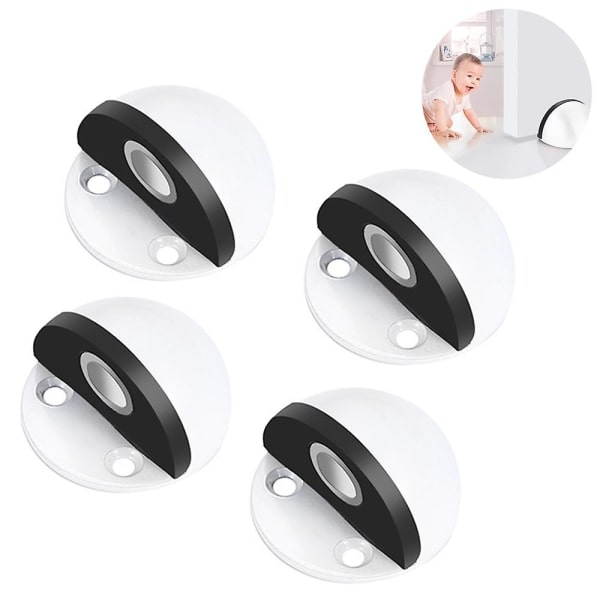 Dørstopper gulv Magnetisk 4 stk Dørstopperholder Magnet Rustfritt stål Magnetisk Dørstopper Selvklebende Dørspærr