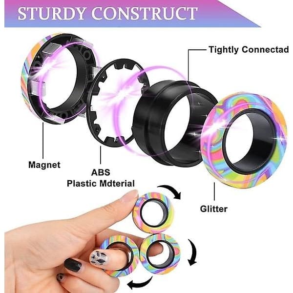 Magnetiske ringer AntiStress Fidget Toy Magic RingTool Armbånd Magnetiske ringer Finger Spinner RingTool