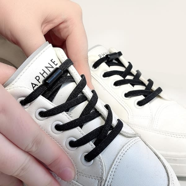 2 par utan knytband elastiska skosnören med metallspännen - breda ersättningsskosnören för olika skor