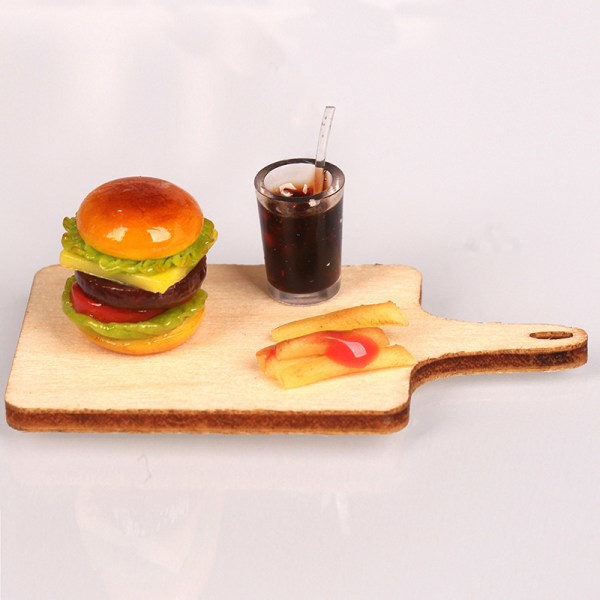 1:12 Miniatyr Dukkehus Hamburger Cola Kopp Pommes Frites Rask for Dol