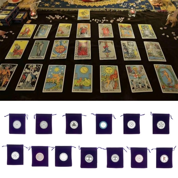 Tarotkort Sammetsoppbevaringspose Smykkepose Oracle Card Organizer Brettspillkort Snøring Pose Heksekunsttilbehør 13