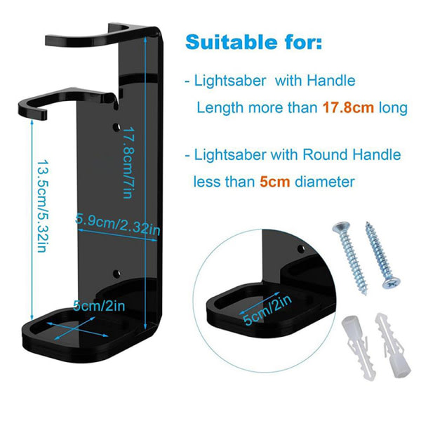 Akryl Clear Light Sabre Stativ Väggfäste Förvaringsställ med Sc Black