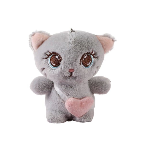 11 cm kattenøglering vedhæng 3 farver Vælg grå rosa hvid Velegnet til skoletaske Crossbody taske Grå