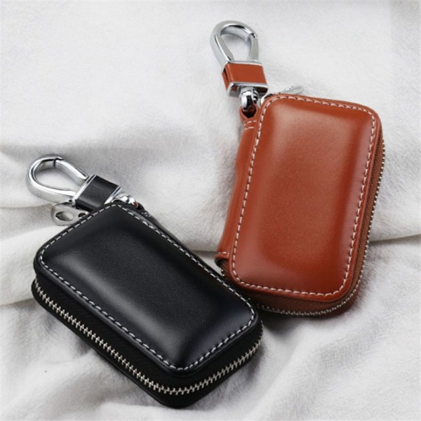 Bilnøgle Etui PU Læder Nøgle Organizer Brown