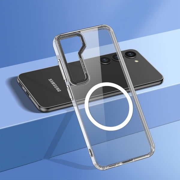 Transparent telefoncover med Magsafe-støtte Klar cover til Samsung Galaxy S23 Ultra Plus 5g Kompatibel med S23 Ultra blå
