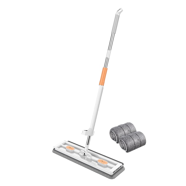 Leveä litteä moppipää, pyörivä, kodin siivoukseen, säästää aikaa ja vaivaa White 2 mop pads