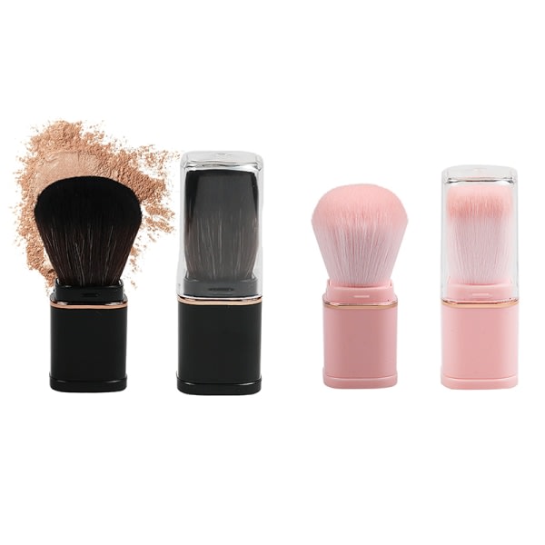 Bærbar indtrækkelig kosmetik makeupbørste Mini Blush Foundati Black onesize Black onesize