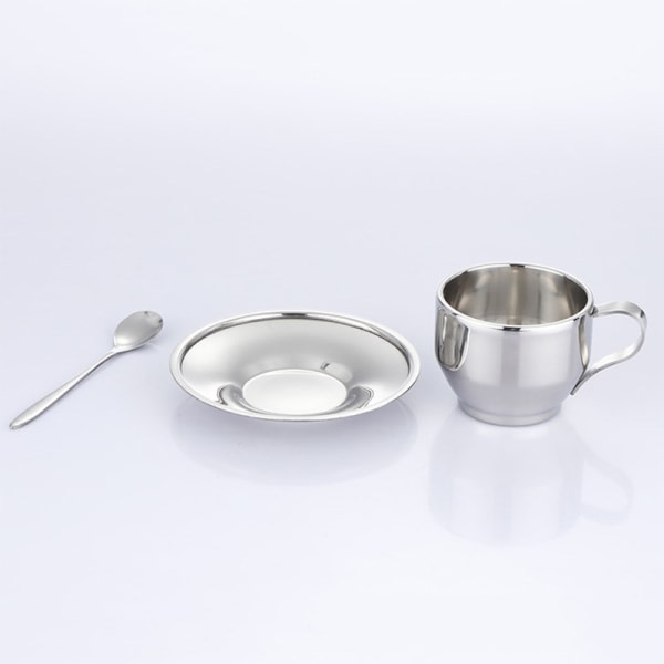Dubbelväggig kaffekopp i rostfritt stål, silver, A1 Silver A1