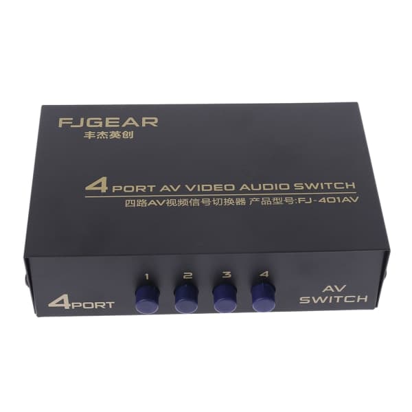 RCA Switcher 4 ind 1 ud Composite Video L/R Audio Vælgboks til DVD STB Afspilning