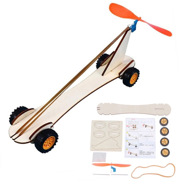 STEM-lelu Gummiband Power Car -kokoonpanolelu, opettavainen tiede, valkoinen, yksi koko White one size